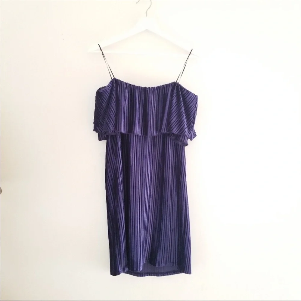 Sanctuary Stitchfix Blue Velvet Off-Shoulder Dress, NWT - Picture 5 of 7